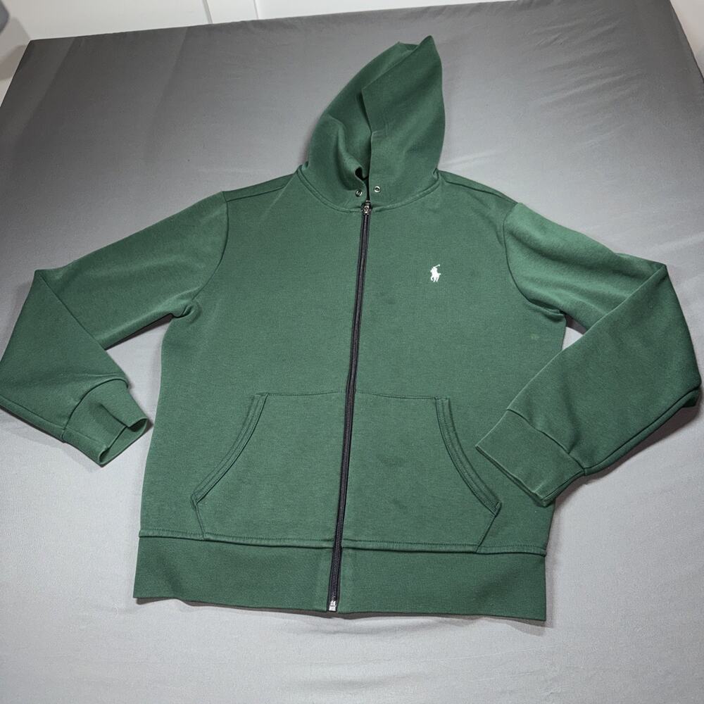 Polo Ralph Lauren Mens Double Knit Full Zip Pony Hoodie Pine Green Size Medium